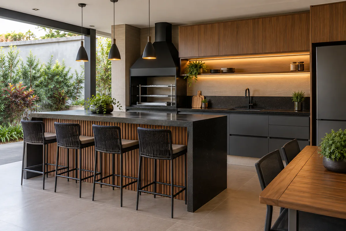 Bancada Gourmet Sob Medida pronto em ambiente planejado em Santo André