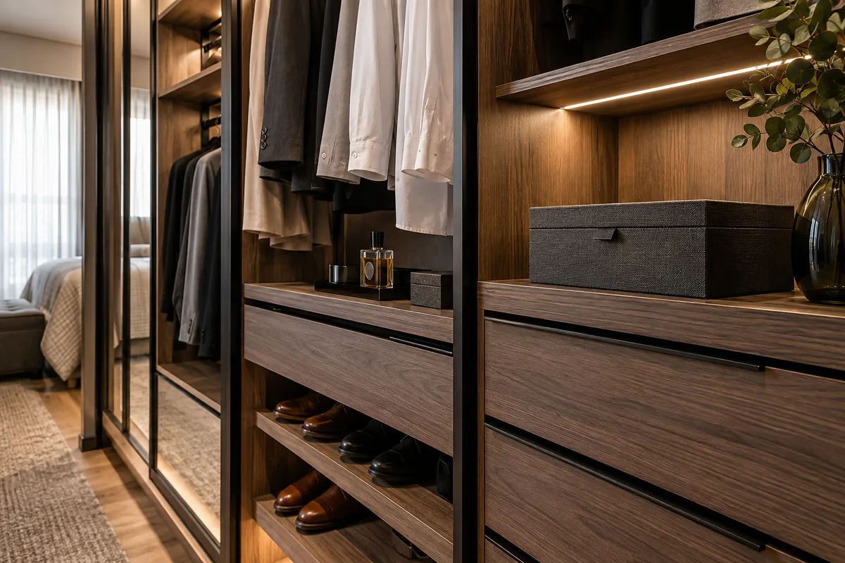 Detalhes de acabamento de Closet Planejado sob medida