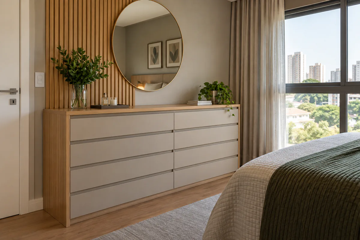 Cômoda Sob Medida pronto em ambiente planejado em Santo André