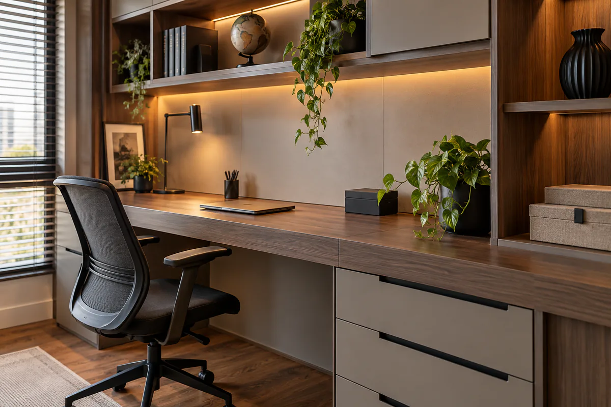 Detalhes de acabamento de Home Office Planejado sob medida