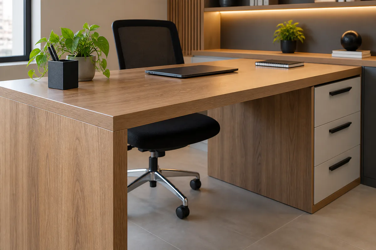 Detalhes de acabamento de Mesa de Escritório Sob Medida sob medida