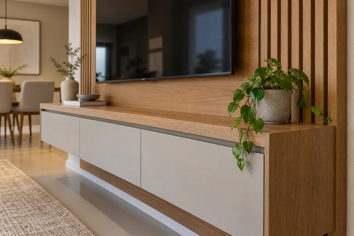 Detalhes de acabamento de Painel para TV Sob Medida sob medida