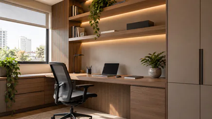 Home Office Planejado em projeto de marcenaria sob medida em Santo André